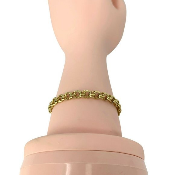 14k Gold Thin 5.5mm Double Circle Bracelet 7.5\